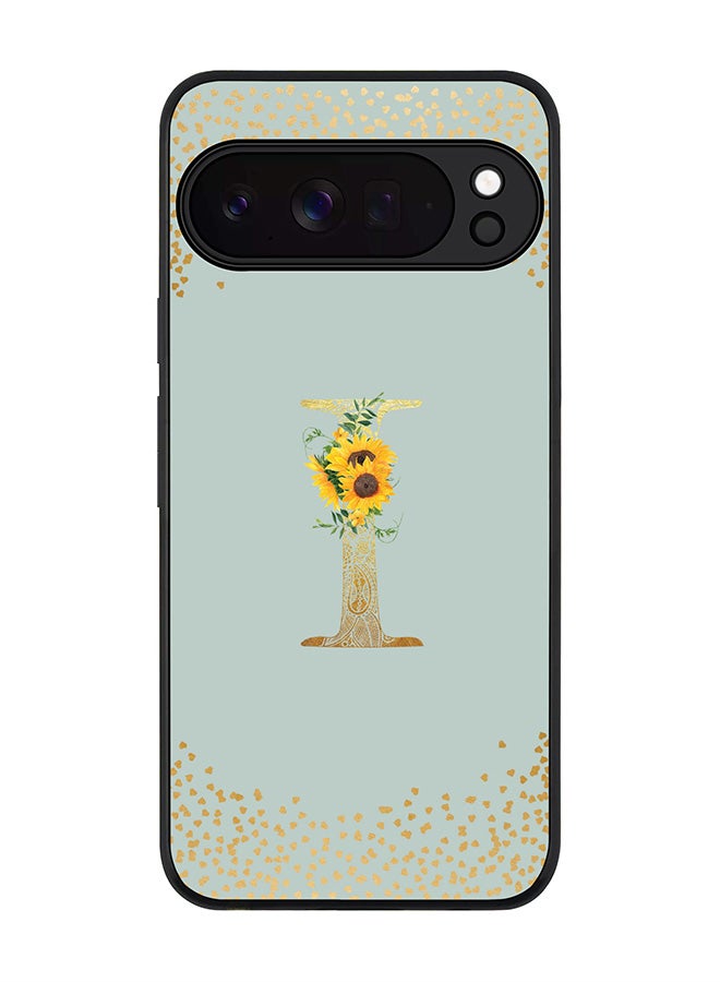 For Google Pixel 10 Pro Case,Slim fit Camera Protection, Shockproof Thin Phone cover  - Custom Floral Monogram - I  (Light Grey )